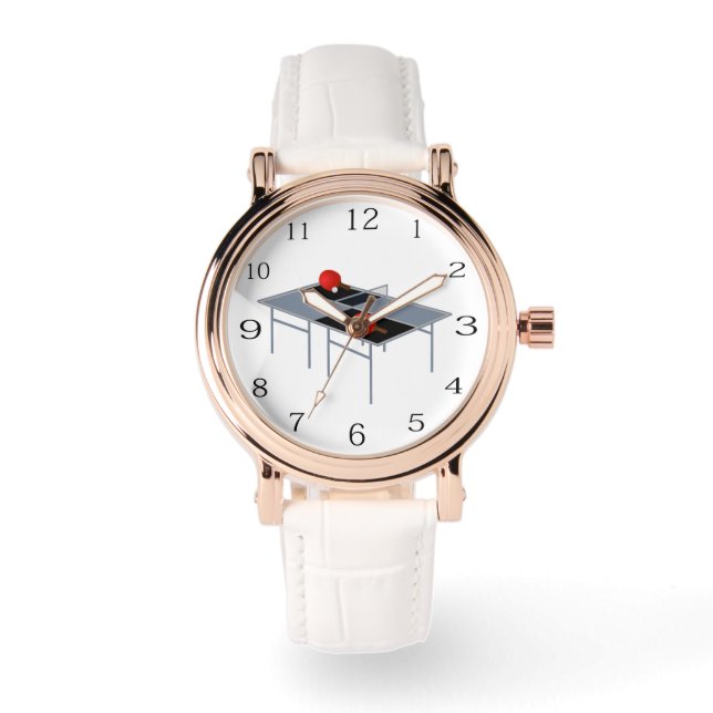 卓球のこうもりとボール 腕時計 (正面)