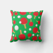 卓球のこうもりと球模様（緑） クッション (裏面)