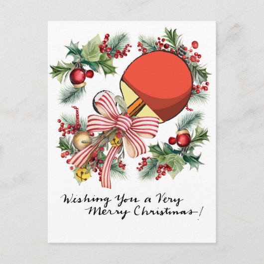 卓球のクリスマスプレゼント  卓球選手 シーズンポストカード (正面)