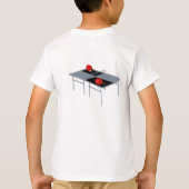 卓球のパドルを卓球のテーブルに置く。 Tシャツ (裏面)