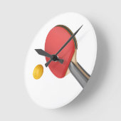 卓球のラケットおよび球 ラウンド壁時計 (傾斜)