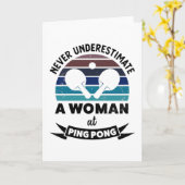 卓球の女性おもしろいギフトママ カード (黄色い花)