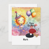 卓球をテーマにした卓球誕生日カード ポストカード (正面/裏面)