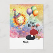 卓球をテーマにした卓球誕生日カード ポストカード (正面)