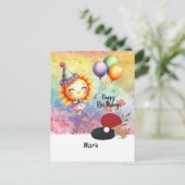 卓球をテーマにした卓球誕生日カード ポストカード (スタンド正面)