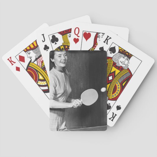 卓球を遊んでいる女性 トランプ (裏面)