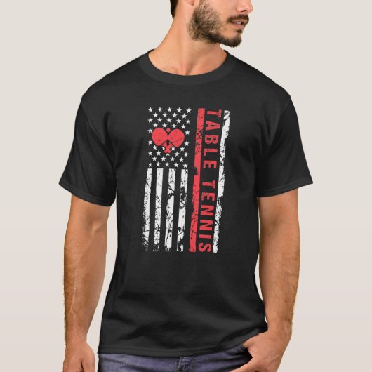 卓球アメリカッコいいカ国旗 Tシャツ (正面)