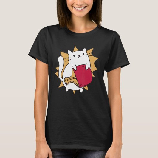 卓球キャットピンポン選手 Tシャツ (正面)