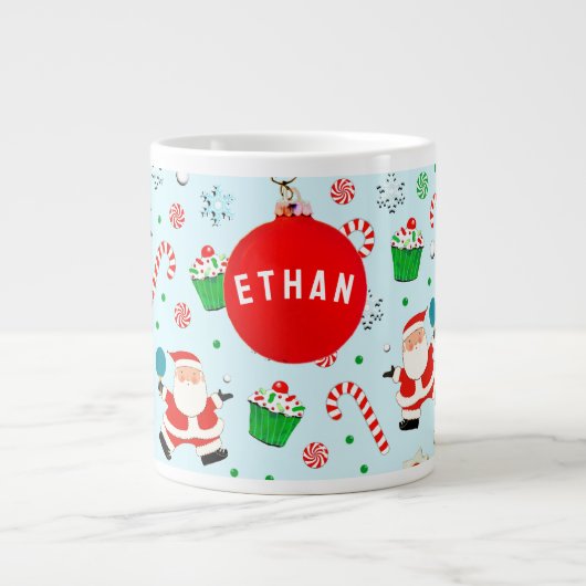 卓球クリスマス ジャンボコーヒーマグカップ (正面)