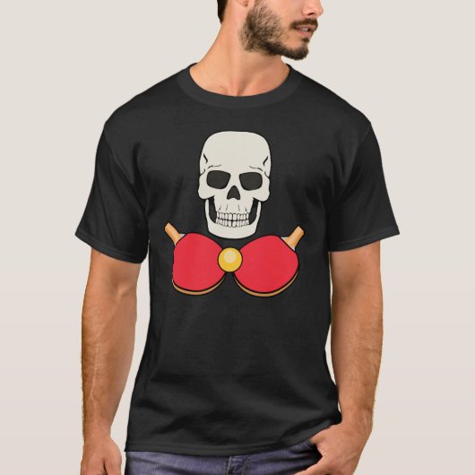 卓球スカルTシャツデザイン 男性へ Tシャツ (正面)