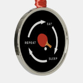 卓球スリープリ食べープ・スポーツ・ファンことわざ メタルオーナメント (右)