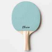 卓球ティール（緑がかった色）のシェブロン卓球ラケット 卓球ラケット (正面)