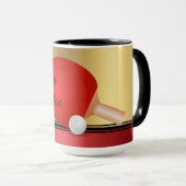 卓球パドルとボールの背エレガント景 マグカップ (正面右)