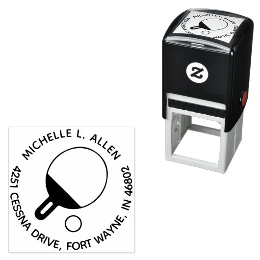 卓球パーソナライズされたラウンド差出人住所 セルフインキングスタンプ (インサイチュ)