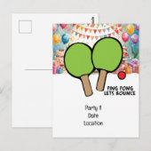 卓球パーティーの招待状 ポストカード (正面/裏面)