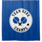 卓球ピンポンのシャンパン、ブラックブルー シャワーカーテン (正面)