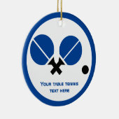 卓球ピンポンのラケットとボールブラックブルー セラミックオーナメント (右)