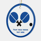 卓球ピンポンのラケットとボールブラックブルー セラミックオーナメント (左)