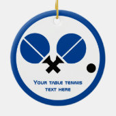 卓球ピンポンのラケットとボールブラックブルー セラミックオーナメント (裏面)