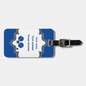 卓球ピンポンのラケットとボールブラックブルー ラゲッジタグ (正面横)