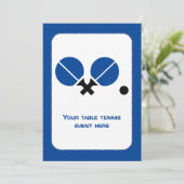 卓球ピンポンのラケットとボールブラックブルー 招待状 (スタンド正面)