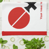 卓球ピンポンのラケットとボールブラック、赤 キッチンタオル (折り畳み)