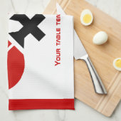 卓球ピンポンのラケットとボールブラック、赤 キッチンタオル (四つ折り)