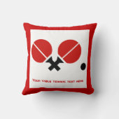 卓球ピンポンのラケットとボールブラック、赤 クッション (裏面)