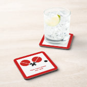 卓球ピンポンのラケットとボールブラック、赤 コースター (右側)