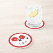 卓球ピンポンのラケットとボールブラック、赤 コースター (側面)