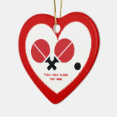 卓球ピンポンのラケットとボールブラック、赤 セラミックオーナメント (左)