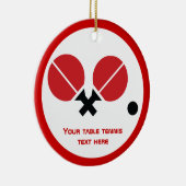 卓球ピンポンのラケットとボールブラック、赤 セラミックオーナメント (右)