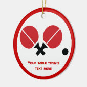卓球ピンポンのラケットとボールブラック、赤 セラミックオーナメント (左)