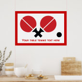 卓球ピンポンのラケットとボールブラック、赤 ポスター (キッチン)