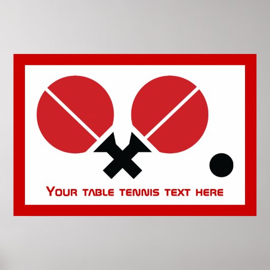卓球ピンポンのラケットとボールブラック、赤 ポスター (正面)