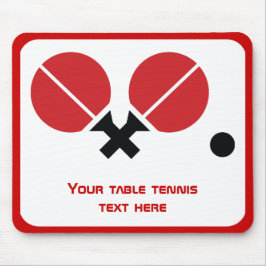 卓球ピンポンのラケットとボールブラック、赤 マウスパッド