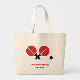 卓球ピンポンのラケットとボールブラック、赤 ラージトートバッグ