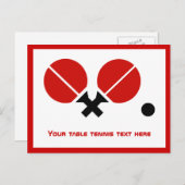 卓球ピンポンのラケットとボール水平 ポストカード (正面/裏面)