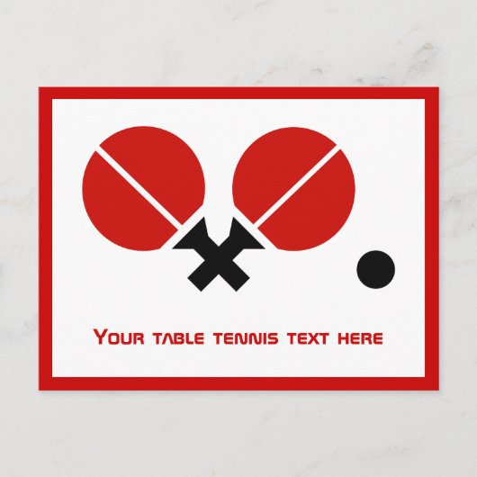 卓球ピンポンのラケットとボール水平 ポストカード (正面)