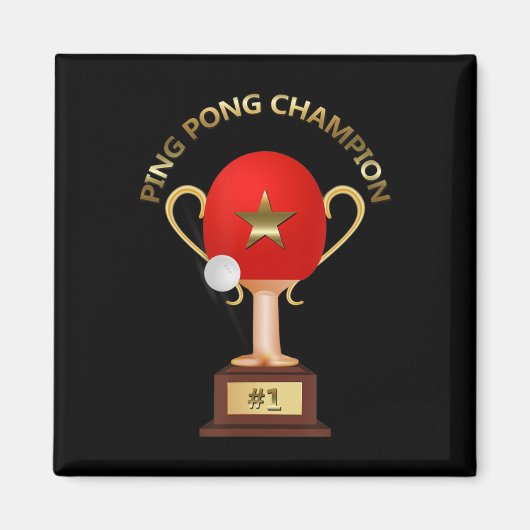 卓球ピンポンチャンピオントロフィー マグネット (正面)