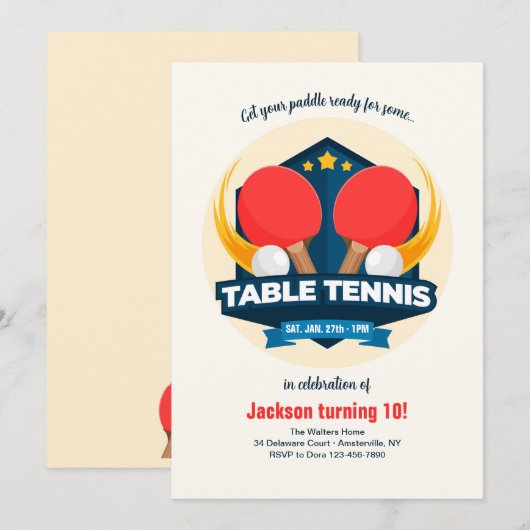 卓球ピンポン 招待状 (正面/裏面)