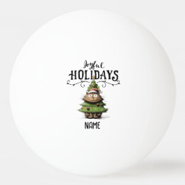 卓球プランのクリスマスツリーとサンタ猫 卓球ボール