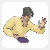 卓球プレーヤーこうもり及びボールスタンプ スクエアシール (正面)