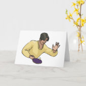 卓球プレーヤーの挨拶状 カード (黄色い花)