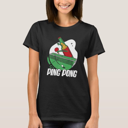 卓球ボトルビールピン付きビールこうもり遊 Tシャツ (正面)