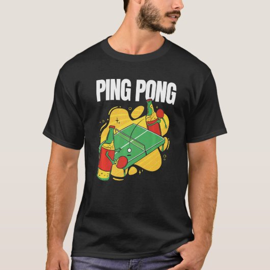 卓球ボトル付きビールこうもり遊ビールタブ Tシャツ (正面)