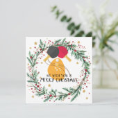 卓球ラケットとクリスマスフレーム付きボール シーズンカード (スタンド正面)