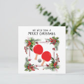 卓球ラケットとクリスマスフレーム付きボール シーズンカード (スタンド正面)