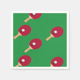卓球ラケットとボールをグリーンに スタンダードカクテルナプキン