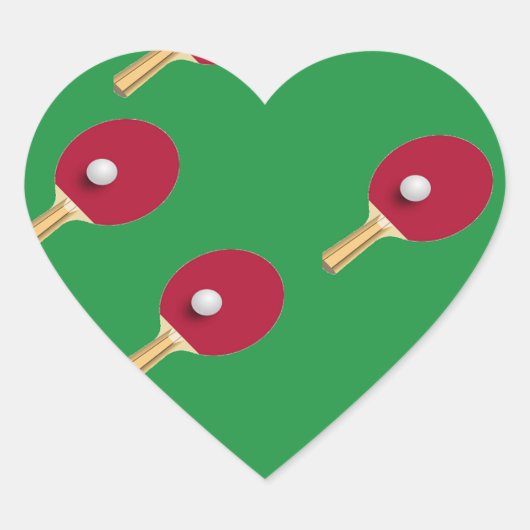 卓球ラケットとボールをグリーンに ハートシール (正面)